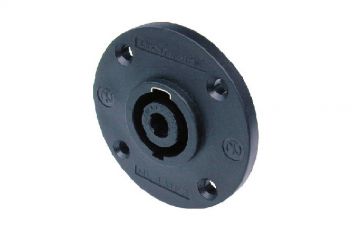 SpeakON da pannello 4 Poli 30A in metallo nero e flangi di tipo G